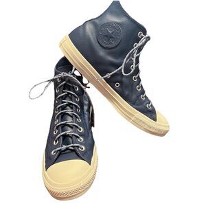 Converse Chuck Taylor All Star Leather Hi Top Navy Sneakers 163338C M 9.5 W 11.5